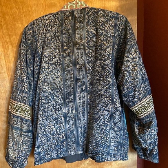 Embroidered Reversible Zip Jacket with Indigo Block Print & Stitchwork - Picture 3 of 12